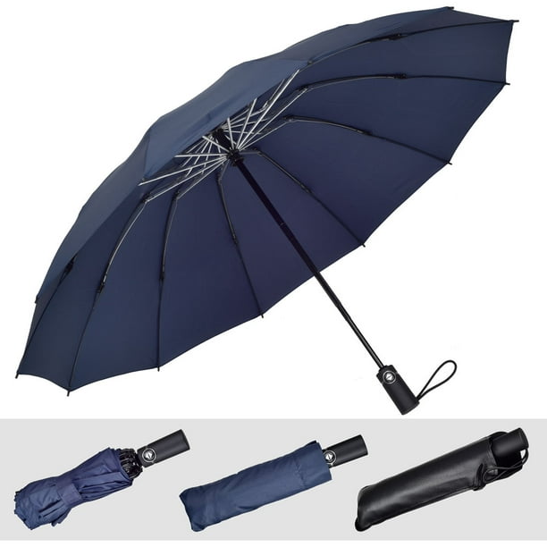 Automatic Travel Umbrella Auto Open Close Compact Folding Windproof Waterproof 